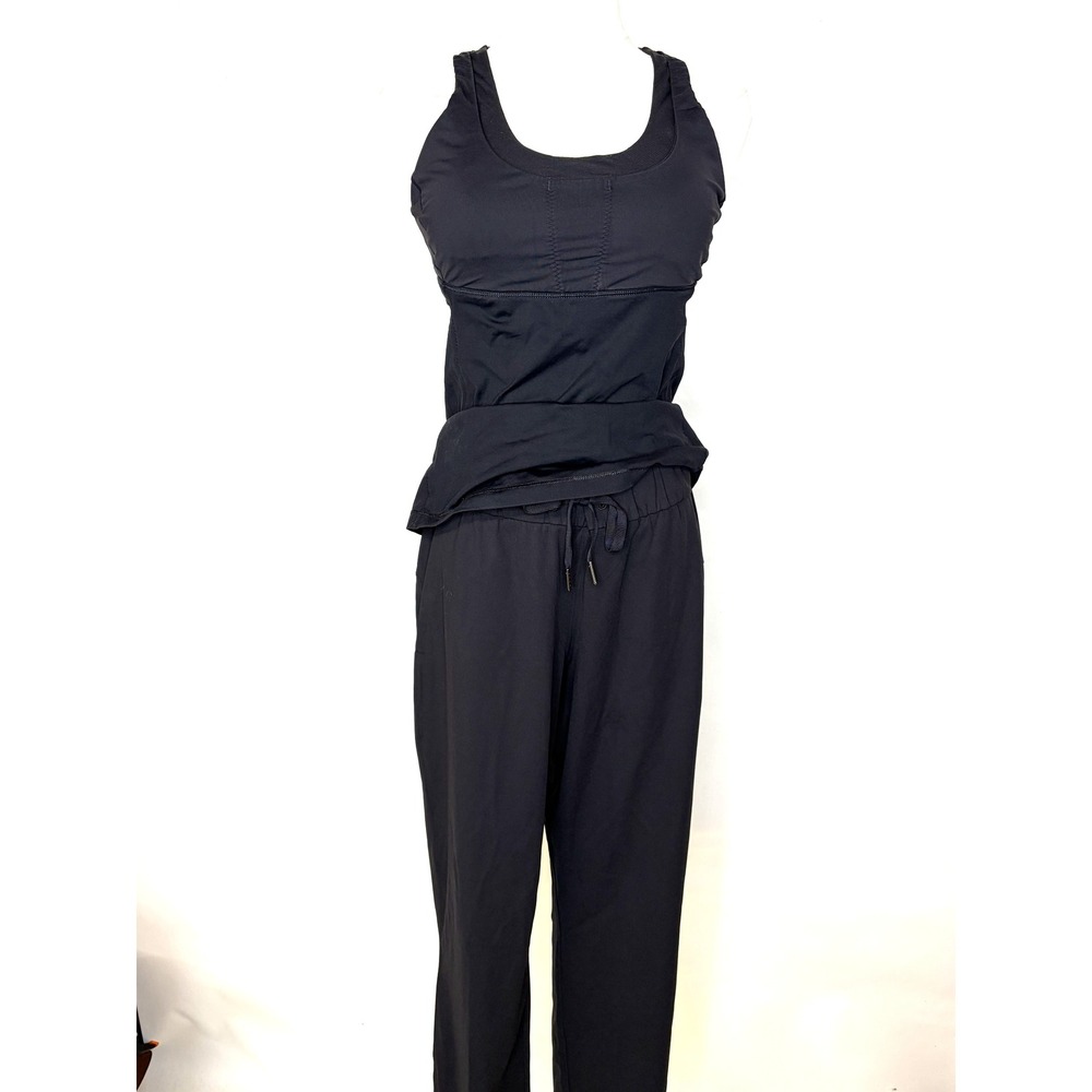 Lululemon On the Fly 7/8 Pant Black Luxtreme Joggers Size 8 Drawstring Travel - Picture 3 of 9